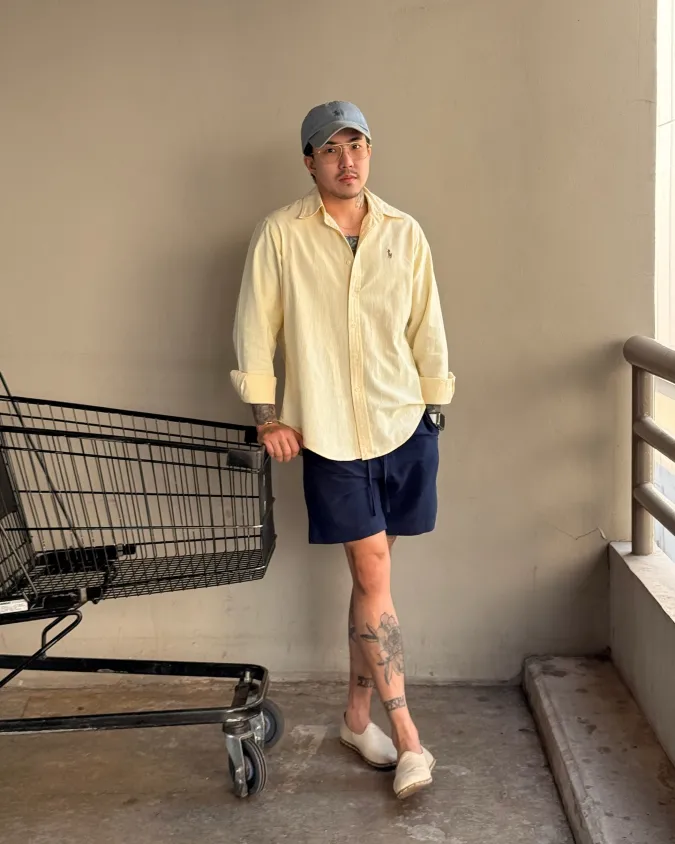 Relaxed Pale Yellow and Navy - Redefining Weekend Casual Wear