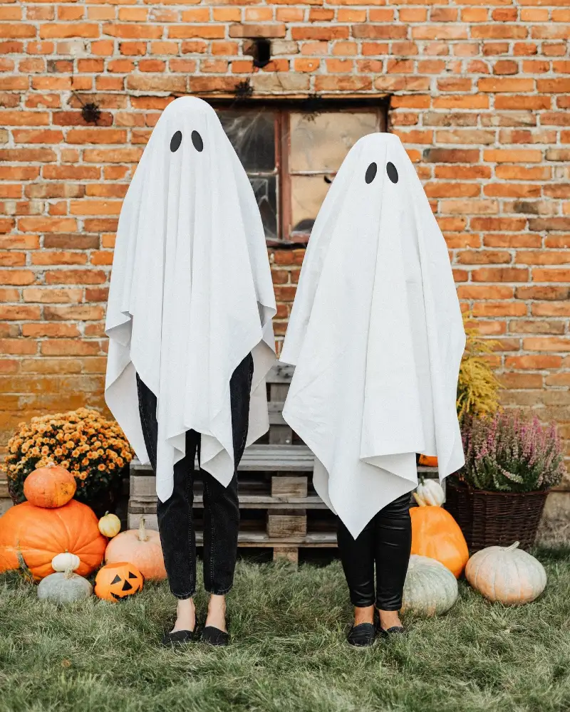 Sheet Ghost Couple with Black Jeans and Canvas Loafers