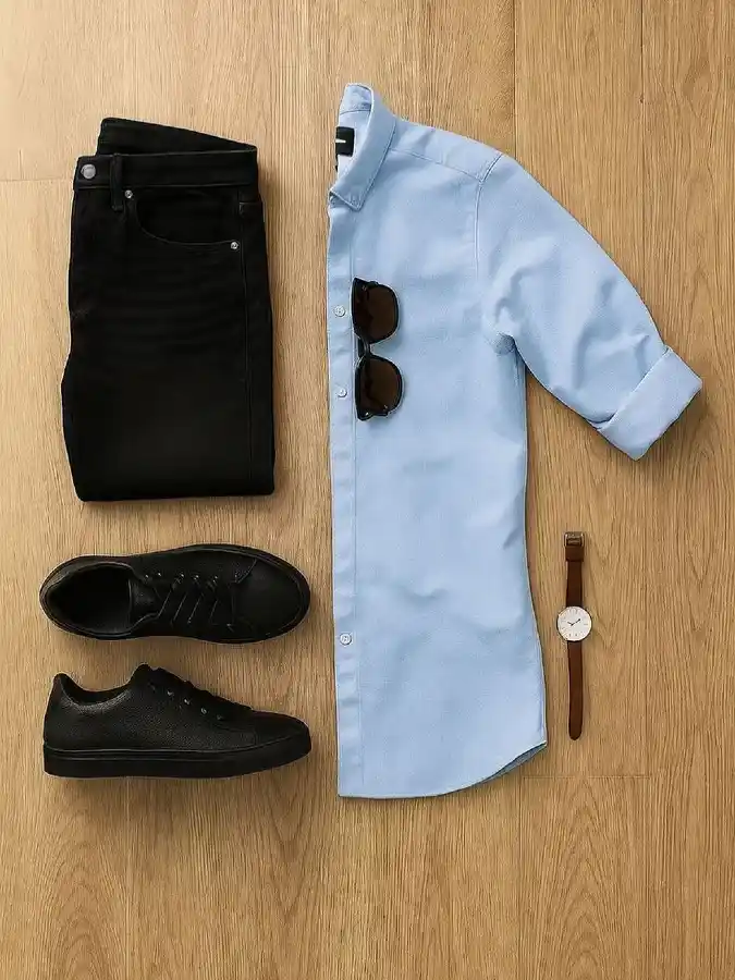 Sky Blue Oxford & Carbon Denim - Mastering the Modern Workday Pivot