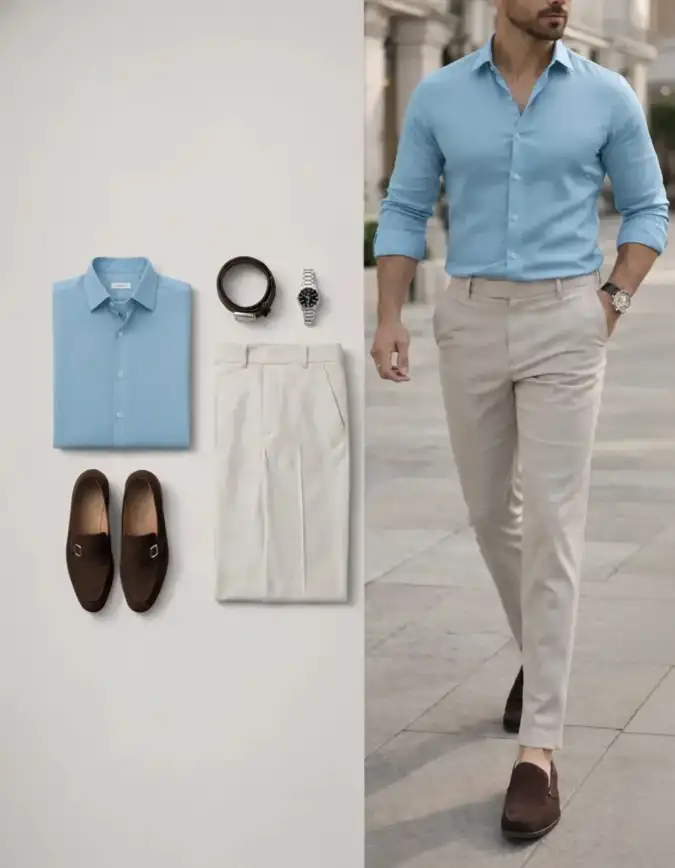 Sky Blue and Off-White Summer Smart-Casual - Beating the Office Heat