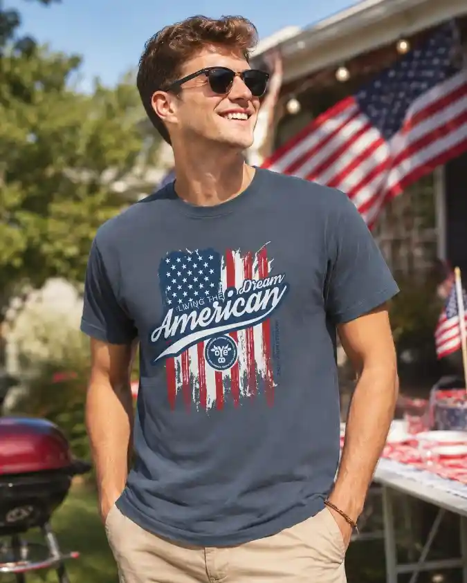 Slate Blue Graphic Tee - Patriotic Casual Weekend Essentials