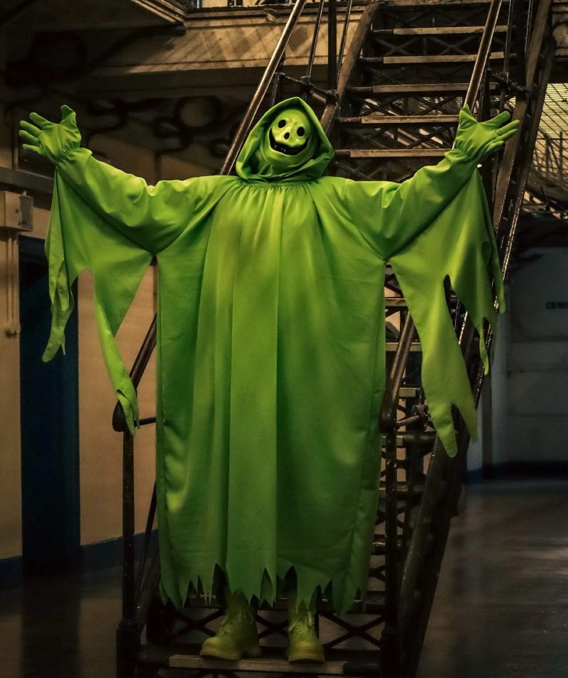 Slime Green Phantom Robe with Jagged Sleeves and Chunky Acid Boots