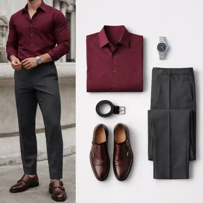 Spiced Burgundy and Charcoal Trousers - Elevating Modern Business Casual
