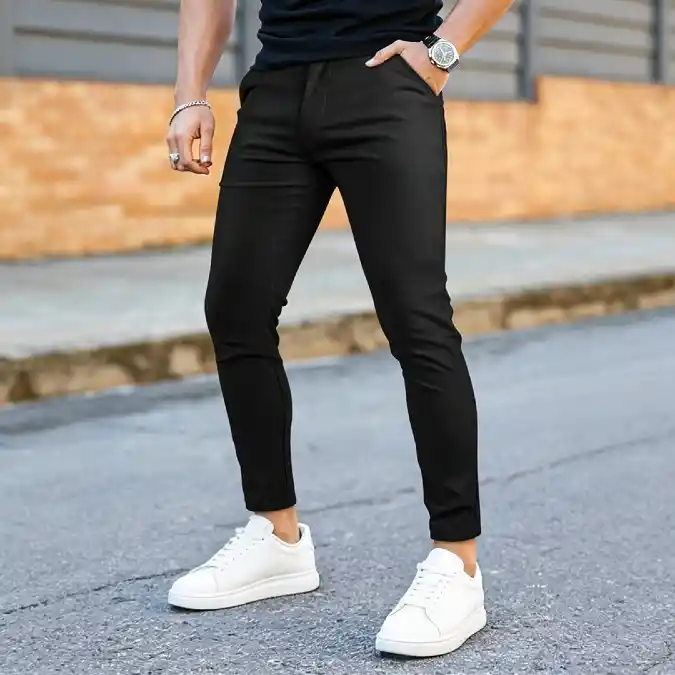 Streamlined Black Slim-Fit Trousers - Modern Urban Essentials