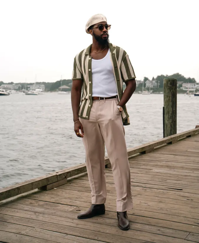 Striped Knitwear and Relaxed Trousers – Mastering Pack-Light Vacation Style