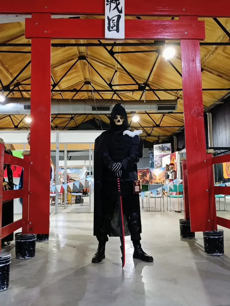 Tactical Ghost Assassin with Armored Vest, Hooded Cloak, and Combat Boots