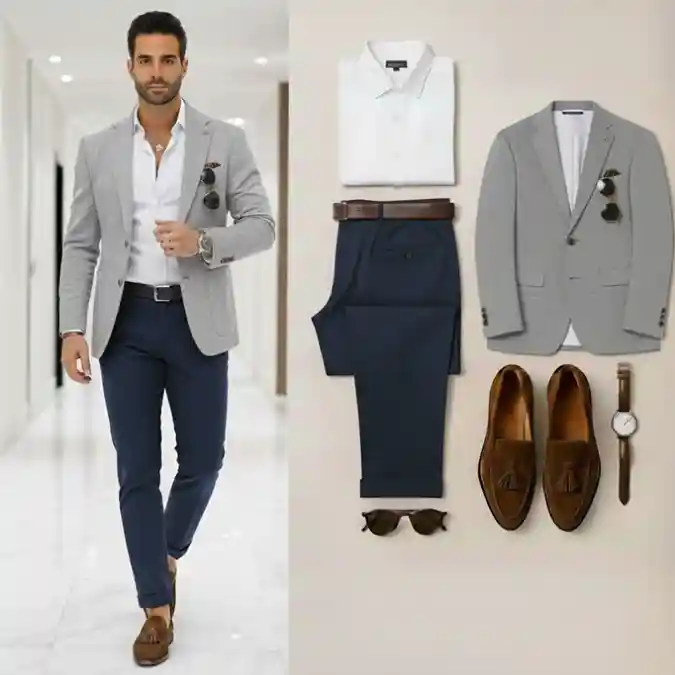 Textured Grey & Navy Smart-Casual - Elevating Modern Business Casual