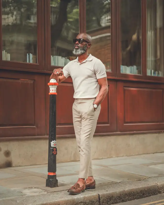 Tonal Beige Relaxed Fit Office Core - Defining Summer Loafer Outfits for Men That Are Effortlessly Sophisticated