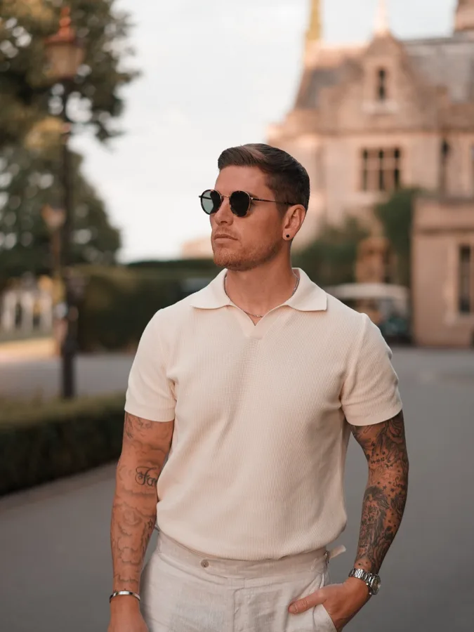 Tonal Cream Relaxed Knitwear - Elevating Clean and Classic Summer Polos