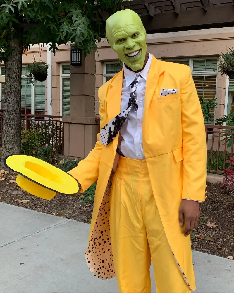 Vibrant Canary Yellow Zoot Suit with Polka-Dot Tie and Matching Fedora