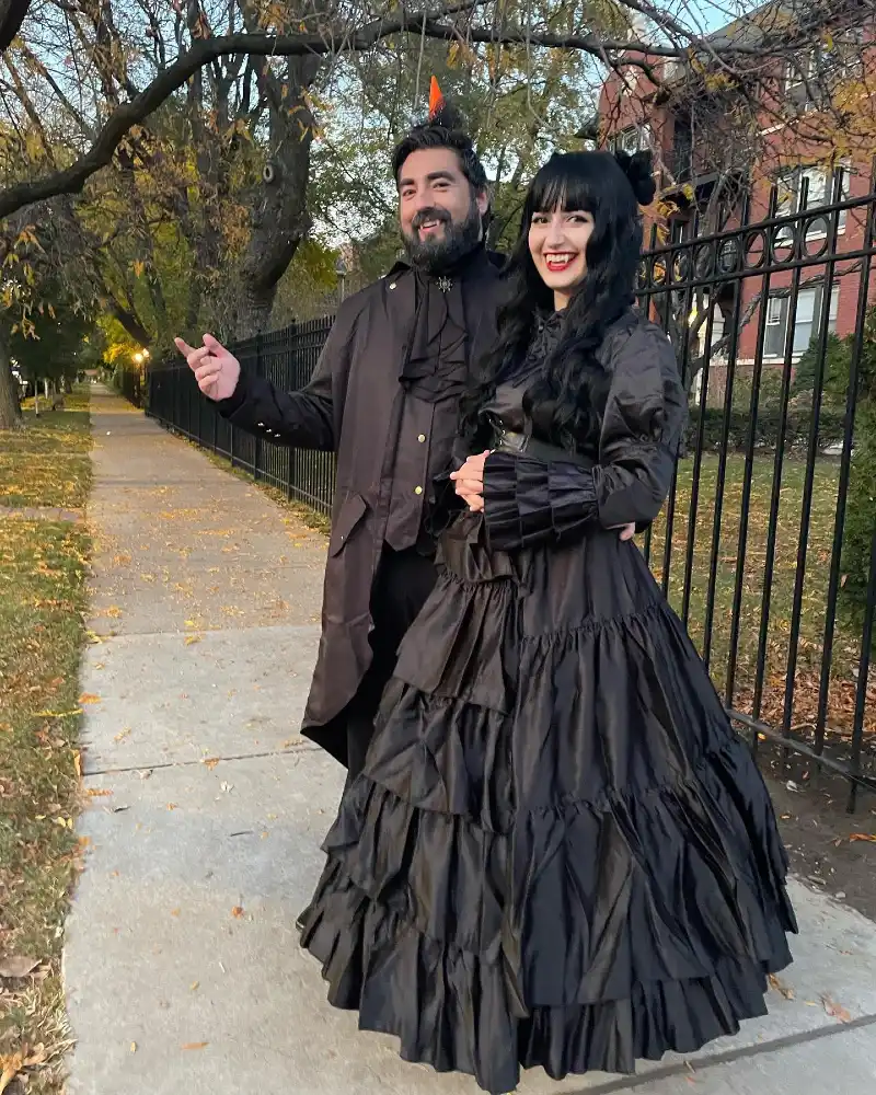 Victorian Vampire Frock Coat with Layered Tiered Gown
