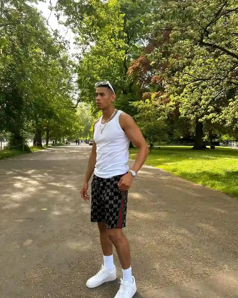 White Ribbed Tank & Monogram Shorts – Elevated Summer Streetwear