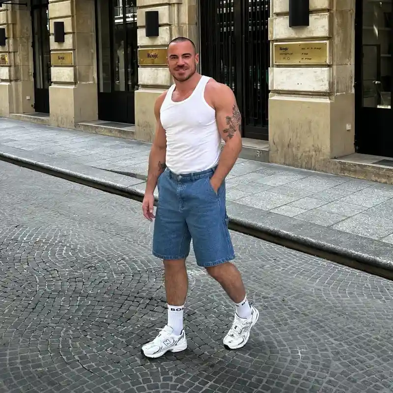 White Ribbed Tank & Relaxed Denim Shorts – Clean City Weekend Style