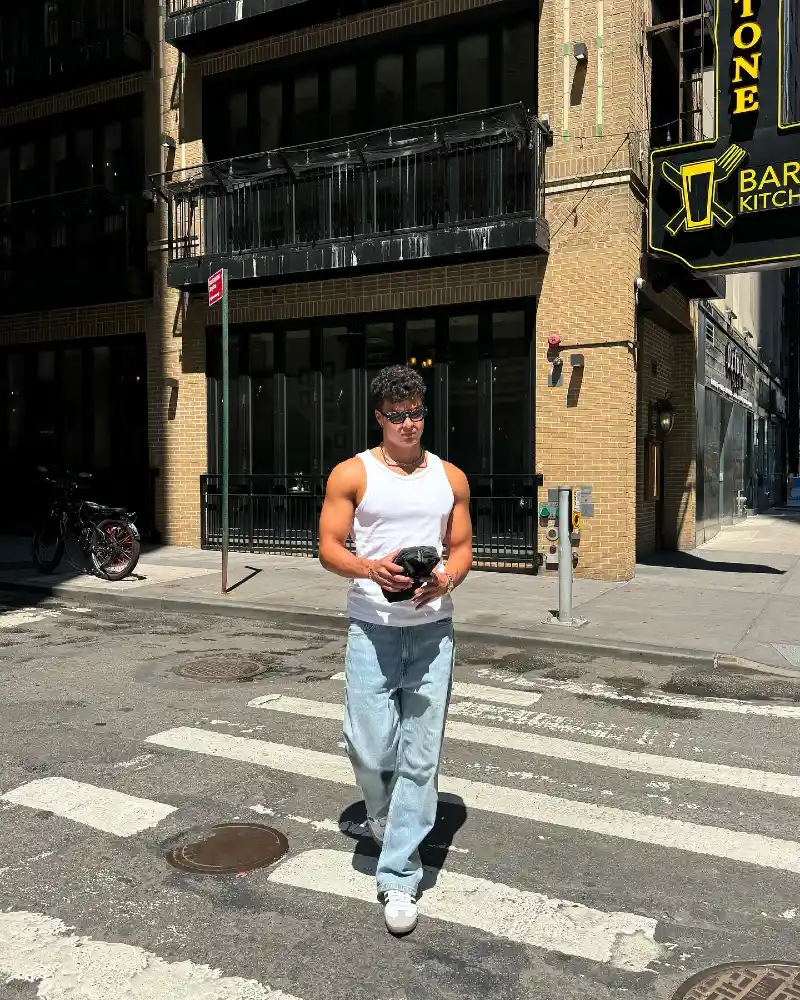 White Tank & Relaxed Denim – Modern City Summer Streetwear