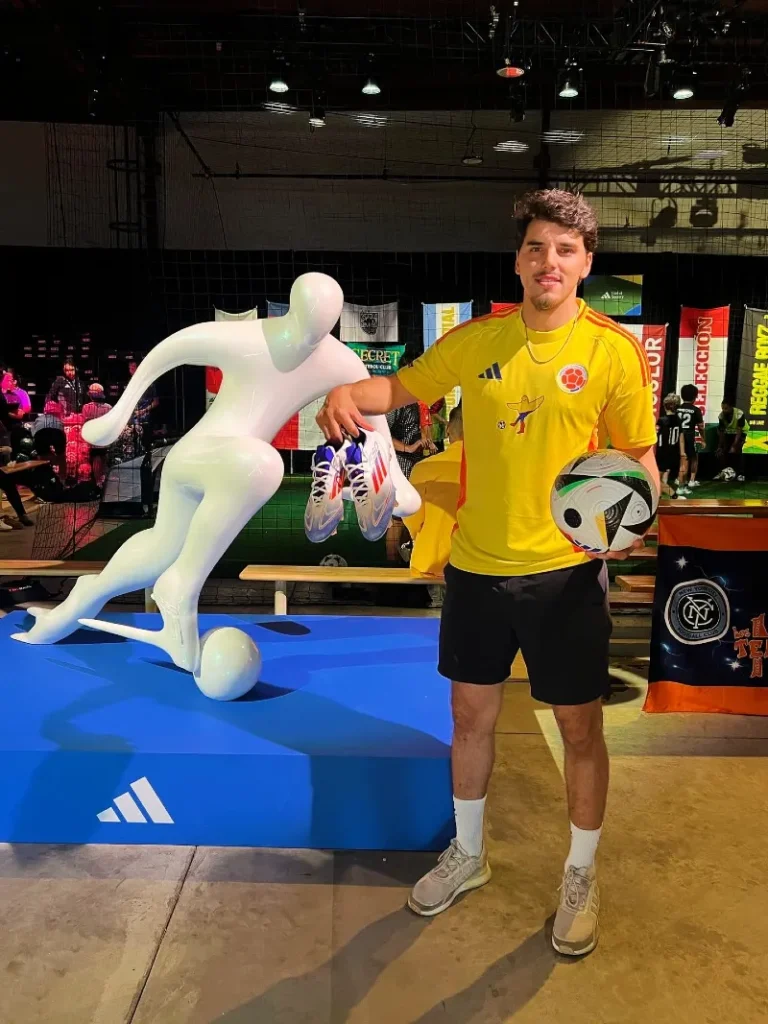 Yellow Colombia Jersey with Black Shorts and Grey Sneakers