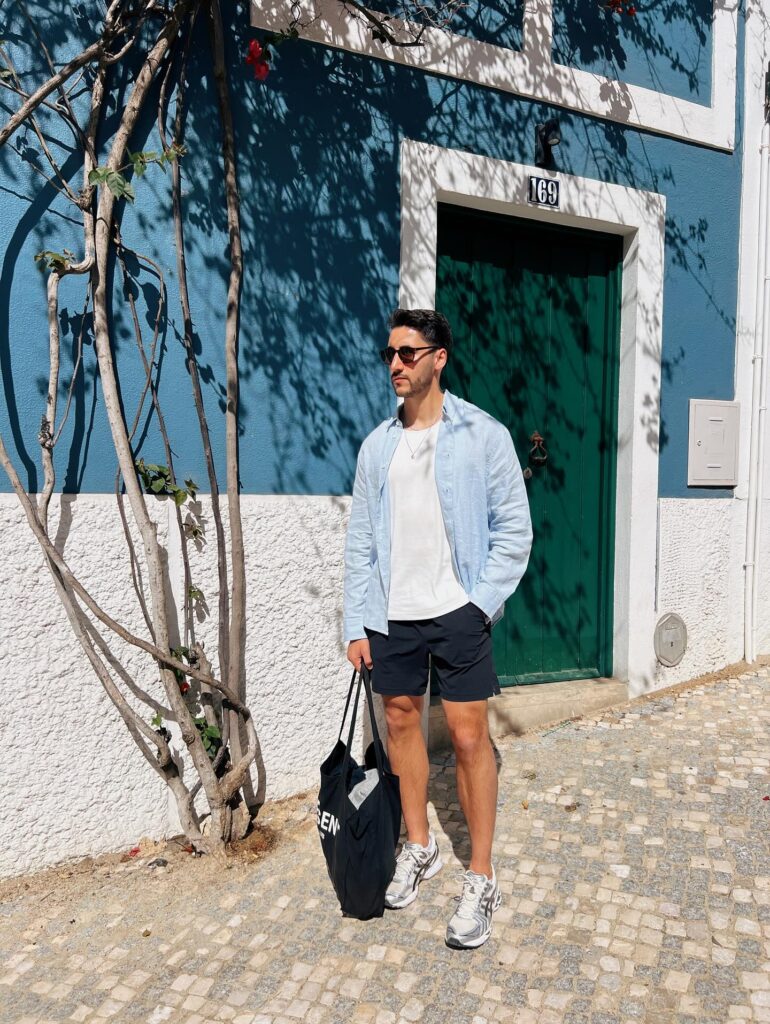 Linen Shirt and Tech Shorts Summer Traveler Style